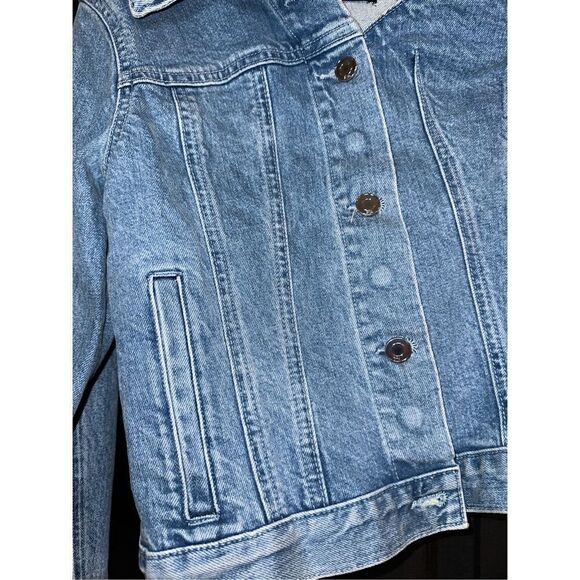 RTA Women's Blue Rebecca One-shoulder Denim Trucker Jacket - Picture 4 of 11